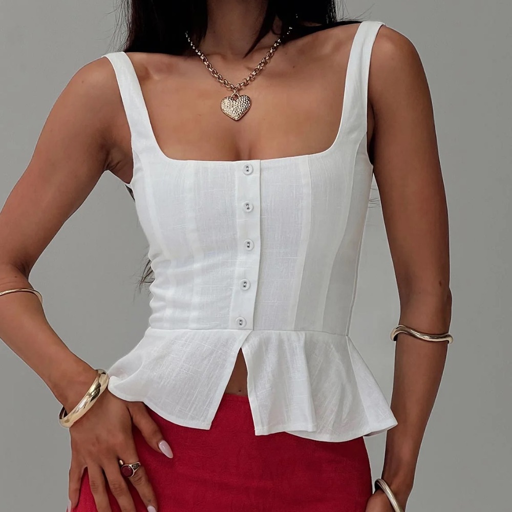 Princess Polly White Button-Up Blouse top